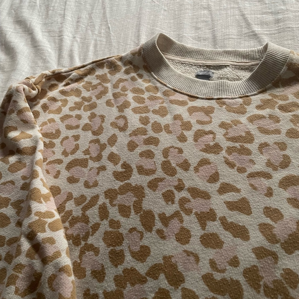 Aerie Beige and Brown Animal Print Sweater